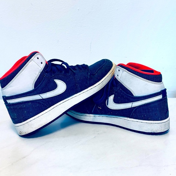 NIKE Jordan Retro High Denim Sneakers Deep Royal - Picture 1 of 16